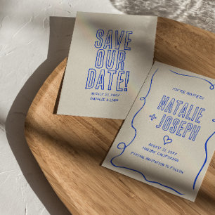 Save The Date Écrit à la main Dessiné Rétro Gras Drôle Mariage A