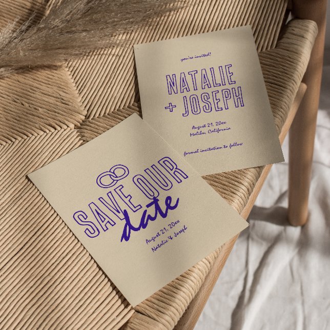 Save The Date Ecrit main dessiné Rétro Unique Mariage moderne (Créateur téléchargé)