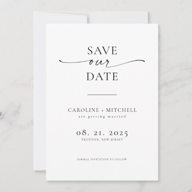 Save The Date Écriture contemporaine moderne minimale (Devant)