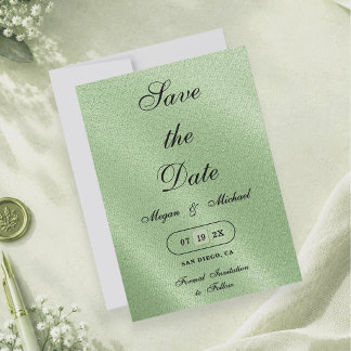 Save The Date Écriture de mariage minimaliste de style lin vert
