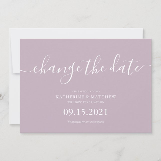 Save The Date Écriture de script à la lavande, enregistrez la da (Devant)