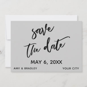 Save The Date Écriture décontractée Mariage gris clair Typograph