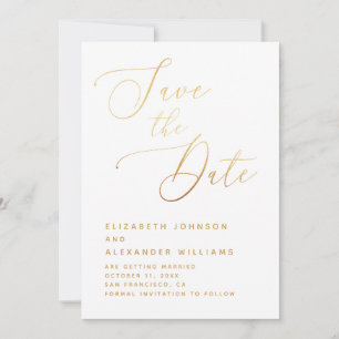 Save The Date Écriture dorée élégante Mariage classique minima