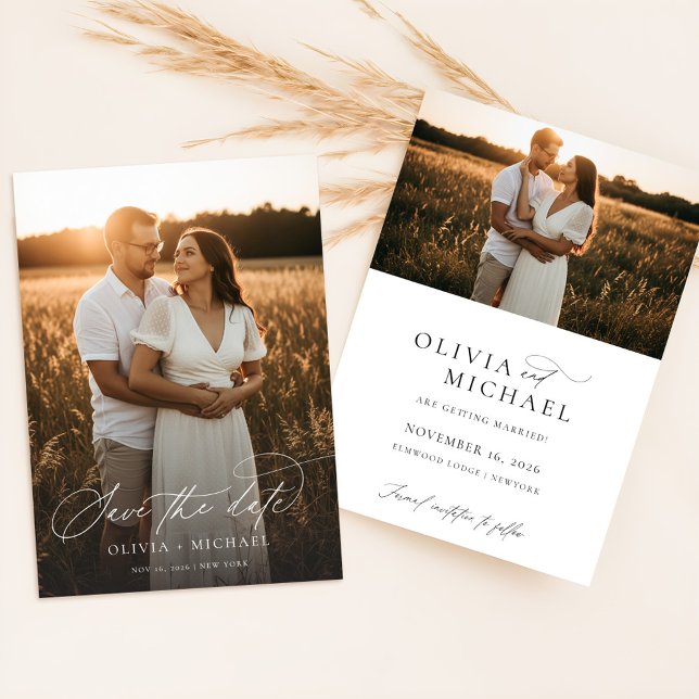 Save The Date Écriture élégante moderne Photo de mariage (Créateur téléchargé)