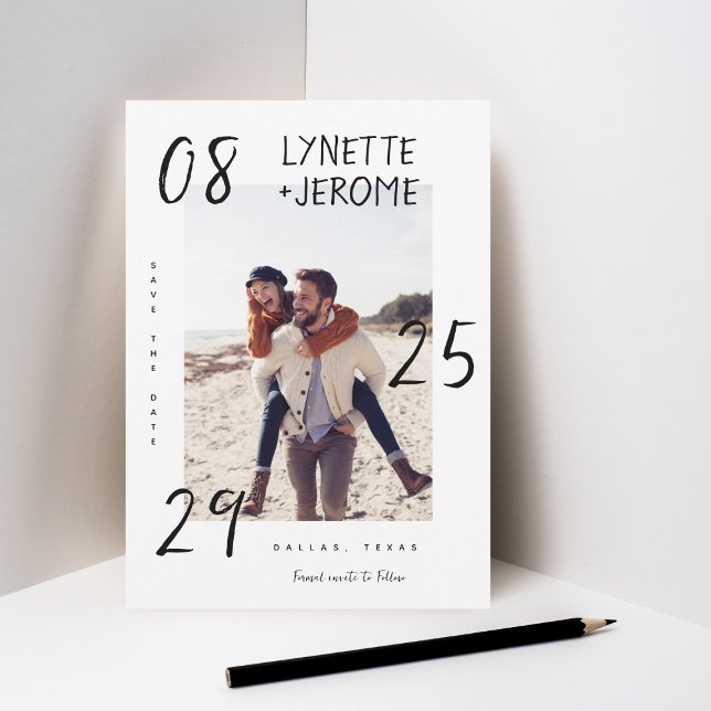 Save The Date Écriture manuelle Date Manuscrit Photo Mariage (Créateur téléchargé)