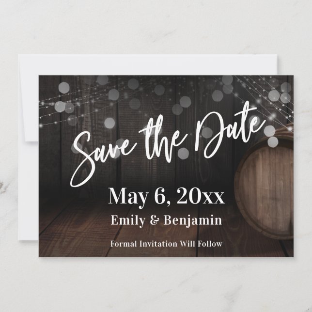 Save The Date Écriture Manuscrite Décontractée Lumières Étincela (Devant)
