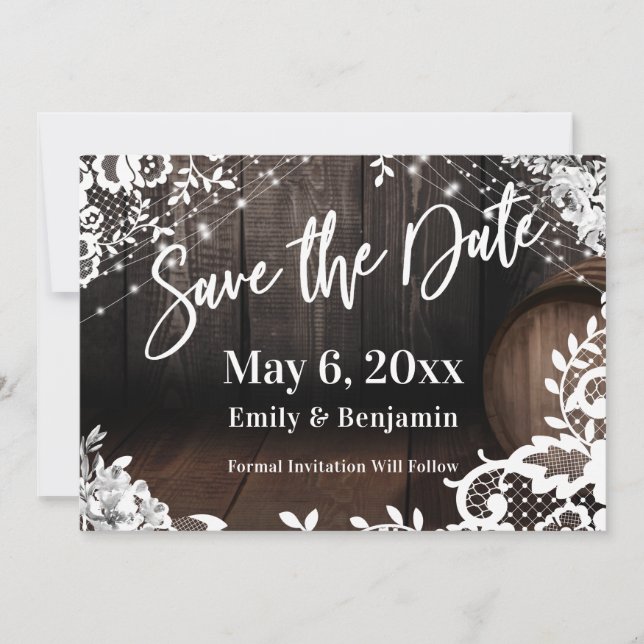 Save The Date Écriture Manuscrite Décontractée Lumineuse Dentell (Devant)