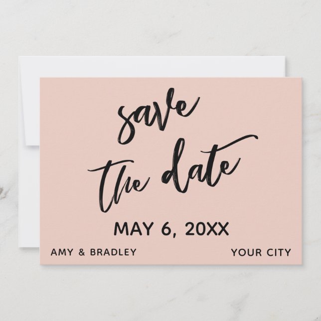 Save The Date Écriture manuscrite décontractée Pink Mariage Typo (Devant)