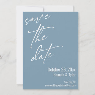 Save The Date Écriture manuscrite élégante simple Dusty Blue