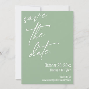 Save The Date Écriture manuscrite élégante simple Vert sauge