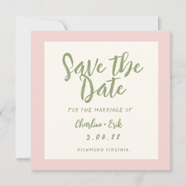 Save The Date Écriture manuscrite pastel Rétro Mariage Économise (Devant)