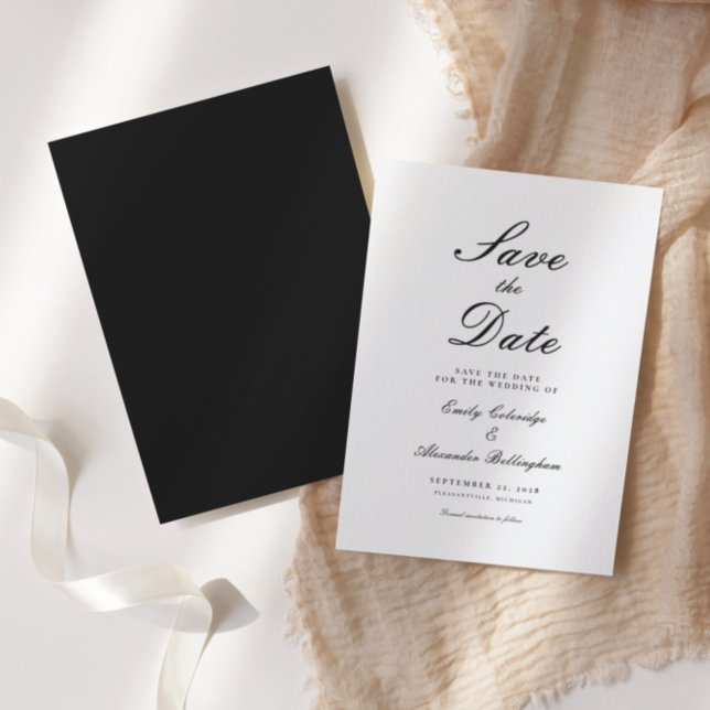 Save The Date Écriture Ornée Noir Blanc Formel Enregistrer La Da (Créateur téléchargé)