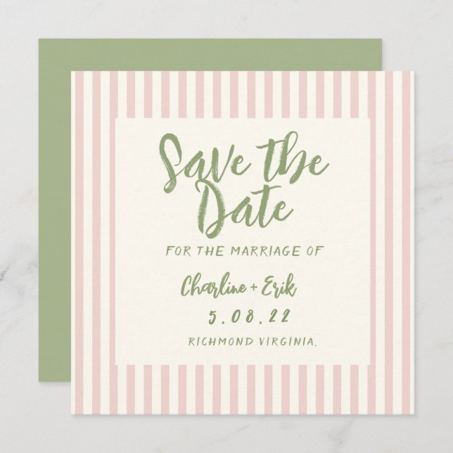 Save The Date Écriture pastel Rétro Mariage Économisez la date (Devant / Derrière)