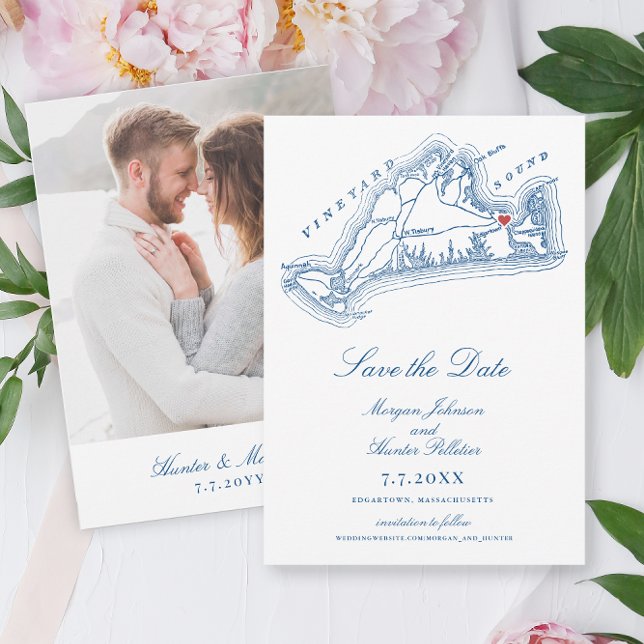 Save The Date Edgartown MA Elegant Mariage bleu marine (Edgartown MA Map Save the Date for an elegant Navy Blue Martha's Vineyard Wedding Coastal Map Design)