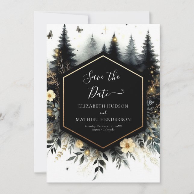 Save The Date Editable Classic Enchanted Forest Mariage (Devant)