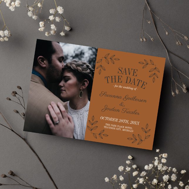 Save The Date Eerie Automne Halloween Noir Terracotta gothique (Créateur téléchargé)