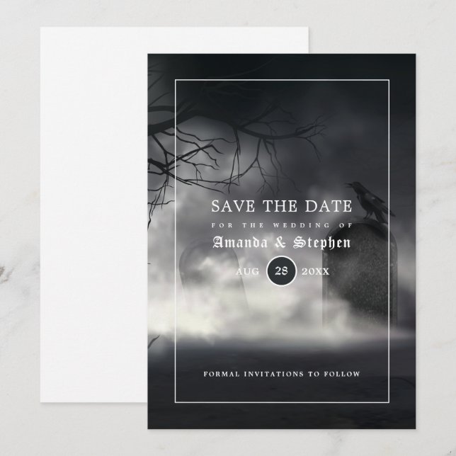 Save The Date Eerie Gothic Wedding Enregistrer La Date (Devant / Derrière)