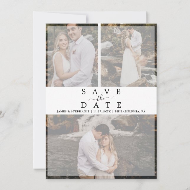 Save The Date Effet Vellum Chic Moderne Mariage de collection ph (Devant)