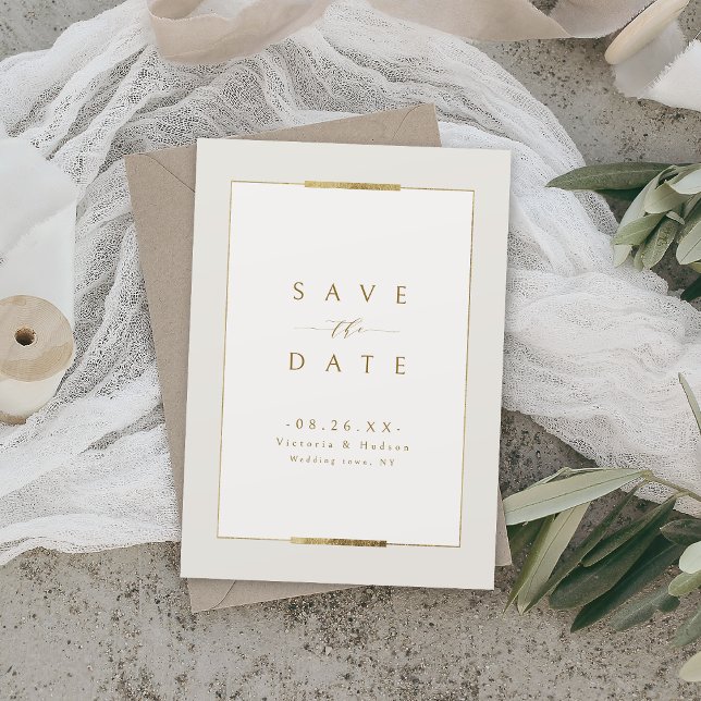 Save The Date Élégance Cadre Simple Moderne Mariage Classique (Framed Elegance Simple Modern Classy Wedding Save The Date)