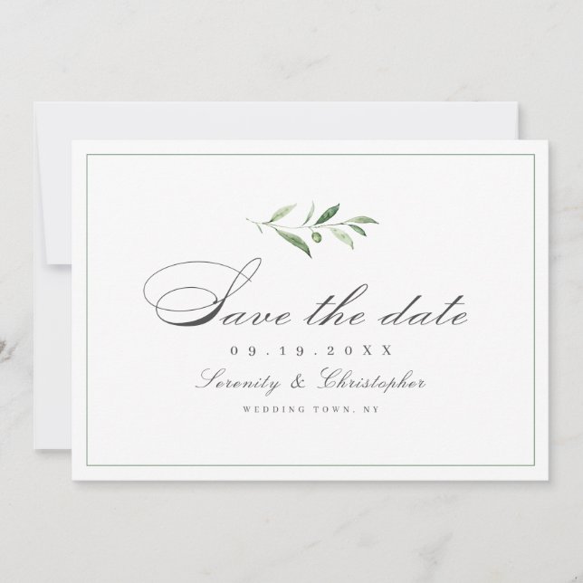 Save The Date Élégance Classique Écriture Simple Végétal Enregis (Devant)