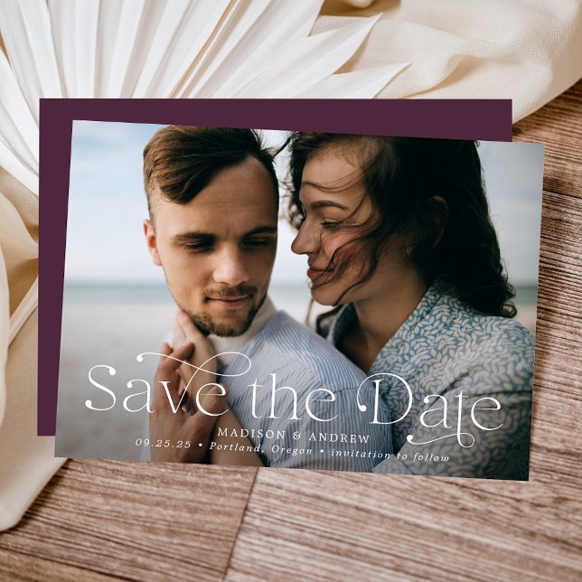 Save The Date Élégance Classique Photo Horizontale (Créateur téléchargé)