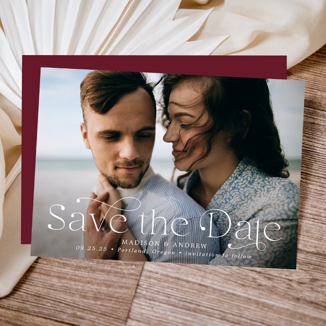 Save The Date Élégance Classique Photo Horizontale (Créateur téléchargé)
