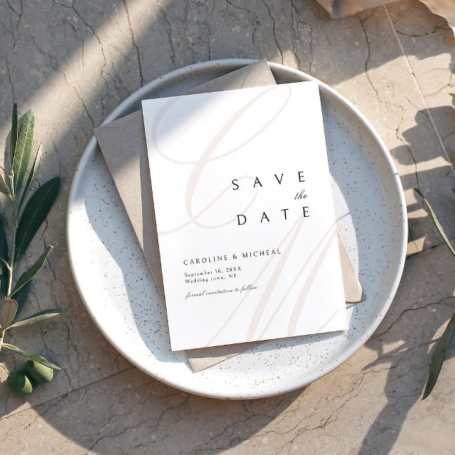 Save The Date Élégance Classique Script Monogramme Enregistrer L (Classic Elegance Script Monogram Save The Date)