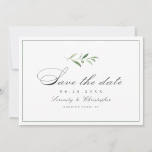 Save The Date Élégance Classique Script Verdure Simple Enregistr