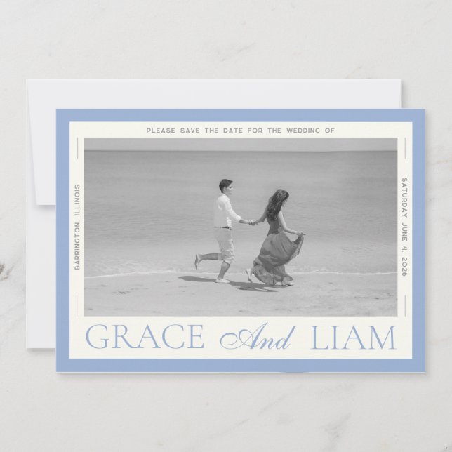 Save The Date Élégance de la frontière moderne Photo Enregistrez (Devant)