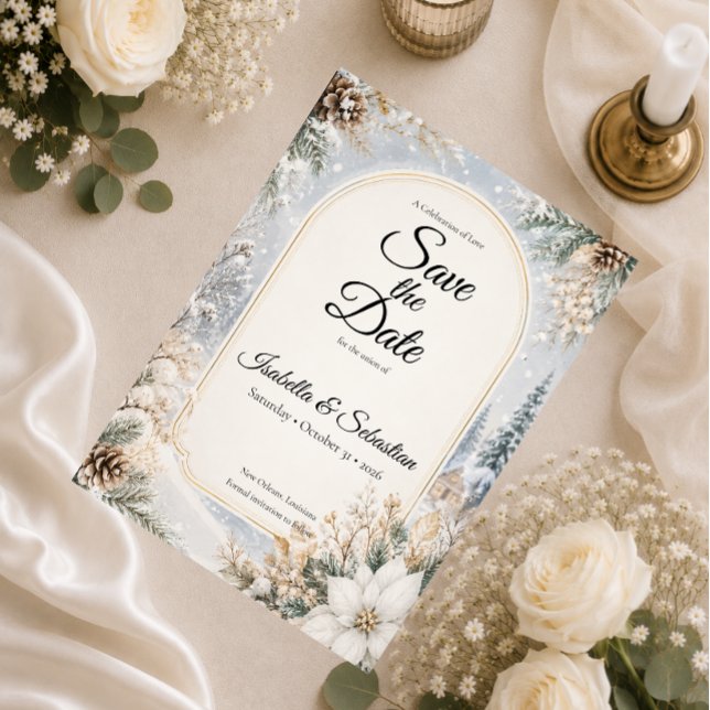 Save The Date Élégance de Mariage Féerique en Hiver (Créateur téléchargé)