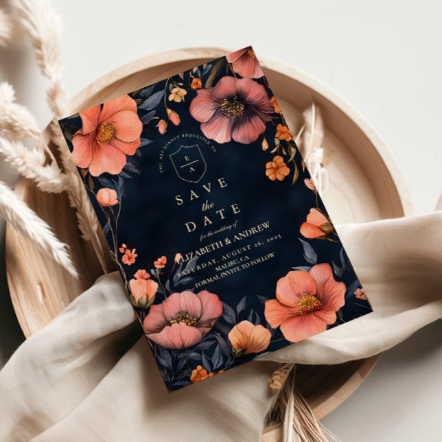 Save The Date Élégance de mariage floral gothique (Créateur téléchargé)