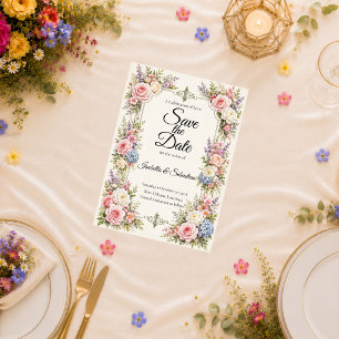 Save The Date Élégance de mariage romantique dans un jardin past