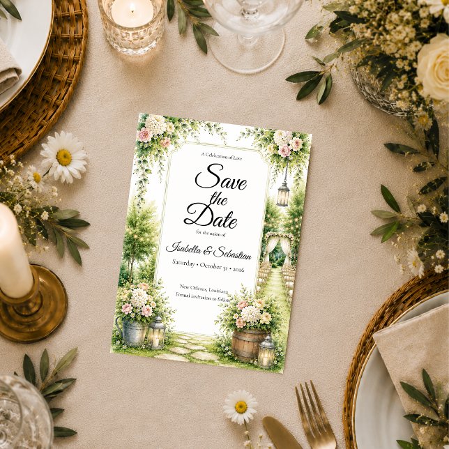 Save The Date Élégance de mariage romantique dans un jardin secr (Créateur téléchargé)