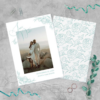 Save The Date Élégance de Paeonia pour Mariage