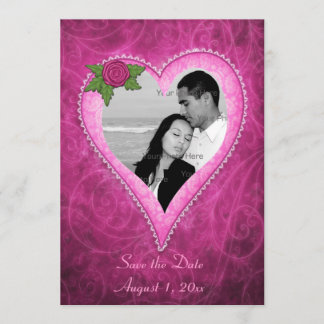 Save The Date Élégance du coeur rose