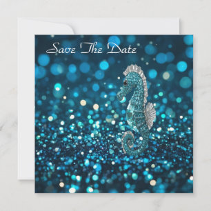 Save The Date Élégance en mouvement : Aqua Seahorse sur Aqua Bok