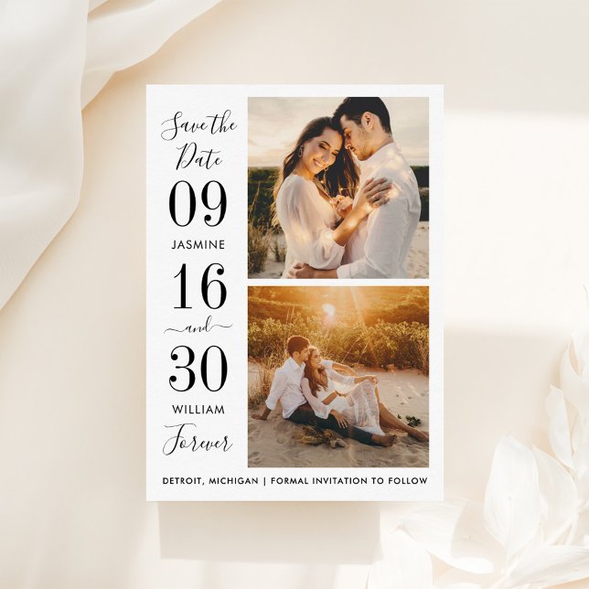 Save The Date Elegance moderne photo Mariage noir (Créateur téléchargé)
