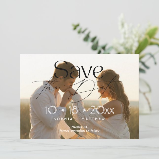 Save The Date Élégance Photo de mariage Enregistrer la date  (Debout devant)