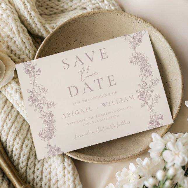 Save The Date Élégance Vintage : Mariage Classique Neutre (Créateur téléchargé)