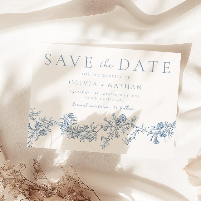 Save The Date Élégance vintage : Mariage floral classique (Créateur téléchargé)