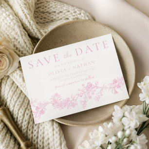 Save The Date Élégance Vintage : Mariage Floral Rose