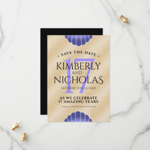 Save The Date Élégant 17ème anniversaire de Mariage des obus