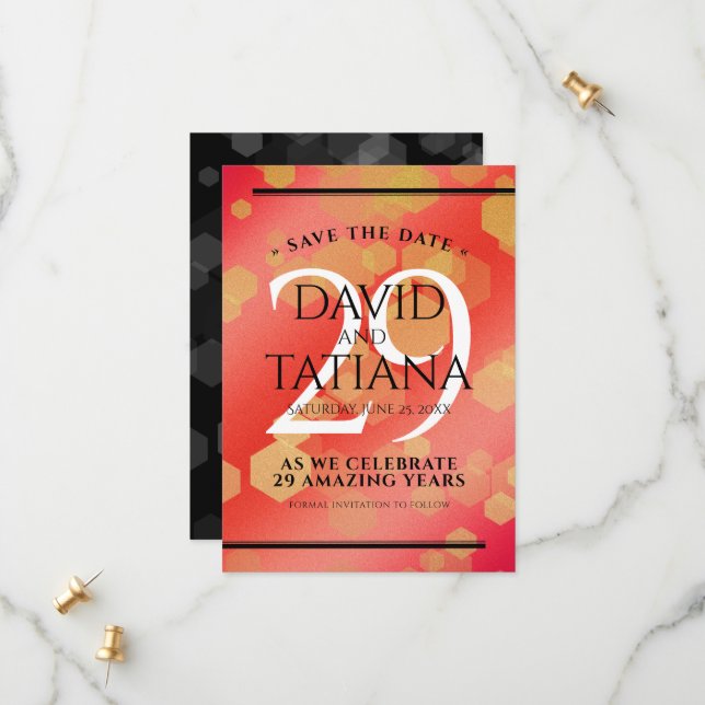 Save The Date Élégant 29e anniversaire du Mariage Garnet (Devant/Arrière en situation)
