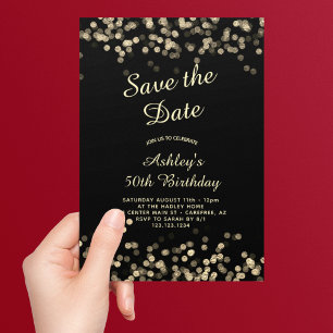 Save The Date Élégant 50e anniversaire Or Noir