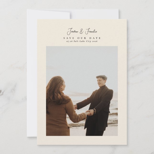 Save The Date Elégant 5 photo collage script de calligraphie mar (Devant)