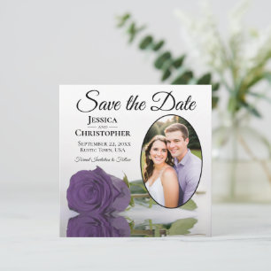 Save The Date Élégant Améthyste Rose pourpre et Mariage photo ov