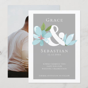 Save The Date Élégant Ampersand Floral Mariage Enregistrer La Da