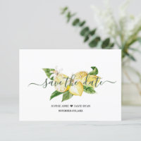 Élégant Aquarelle Citron Mariage Tropical Script