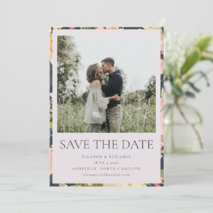 Save The Date Elégant Aquarelle de marine rose Floral Custom Wed