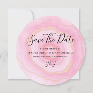 Save The Date Elégant aquarelle décolorée Or Rose Agate